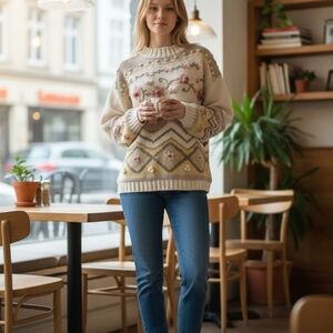 B.P Design Floral Knit Sweater Small Cottage Core Grandma